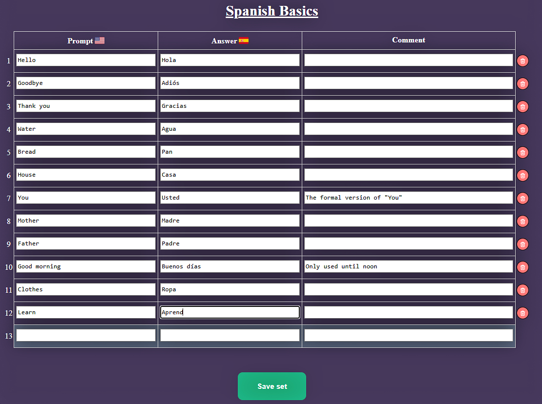 The Set gets expanded inside the editor